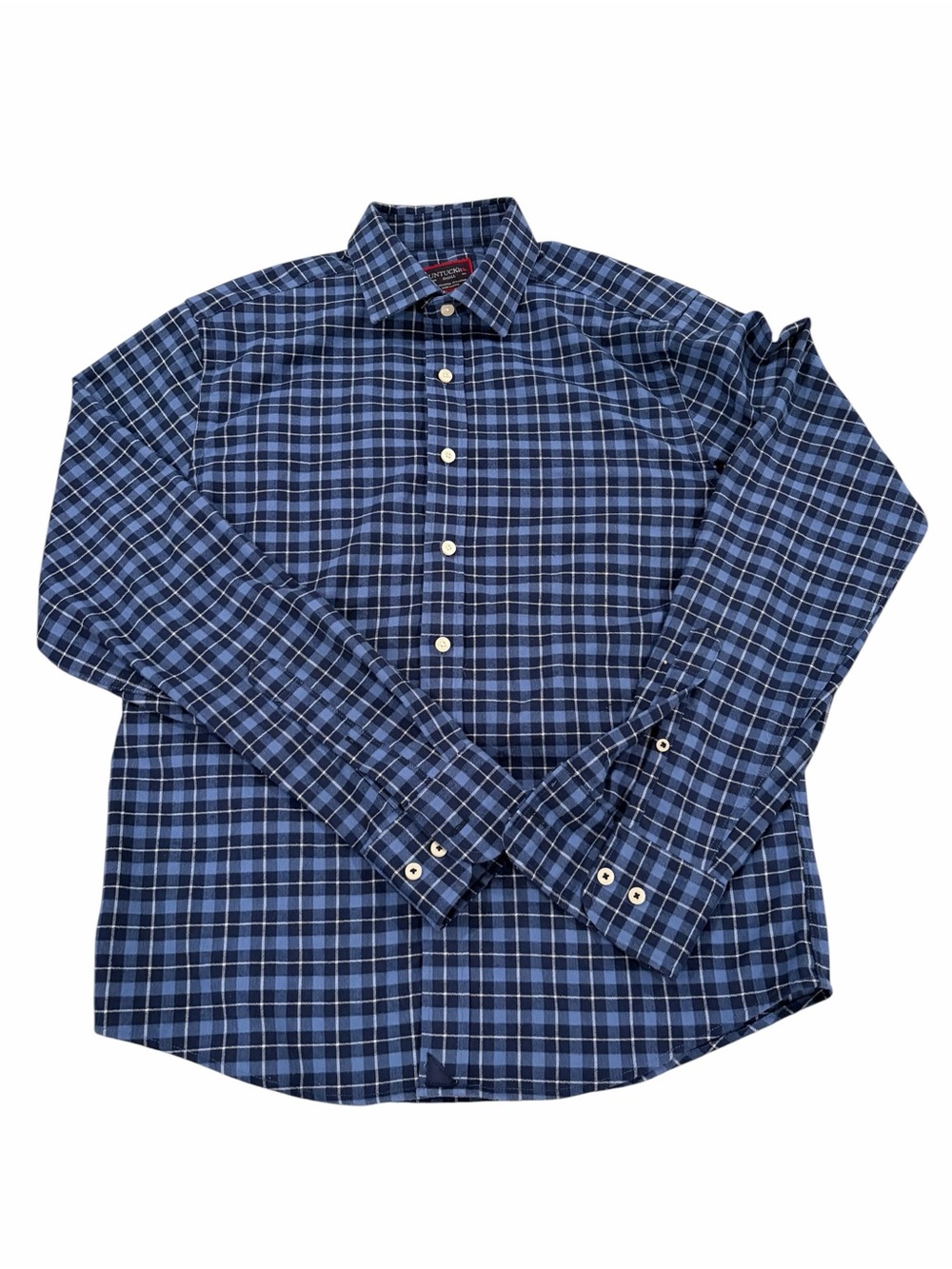 UNTUCKit Melville Plaid Shirt Mens Small Blue Flannel Stretch Button